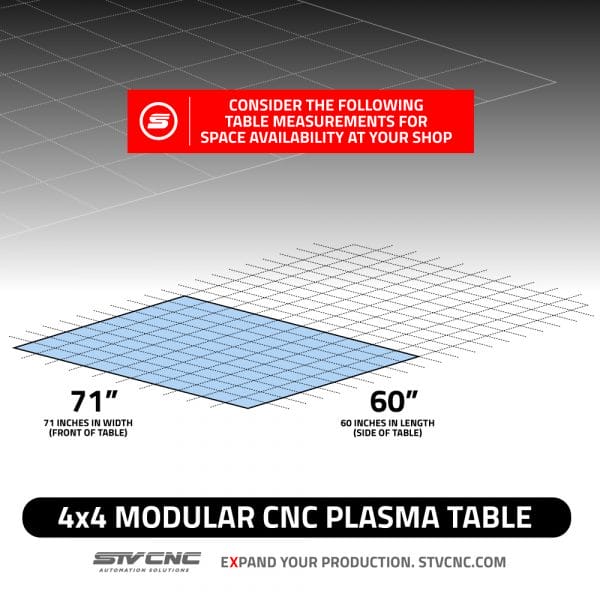 4x4 cnc plasma table dimensions